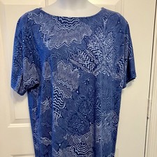 Fresh Produce Sz M/L Large Medium Blue Floral Print Short Sleeve Dress Women  s