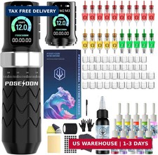 POSEIDON Tattoo Gun Kit, Wireless Tattoo Pen Kit Tattoo Kit with 2Pcs Battery an