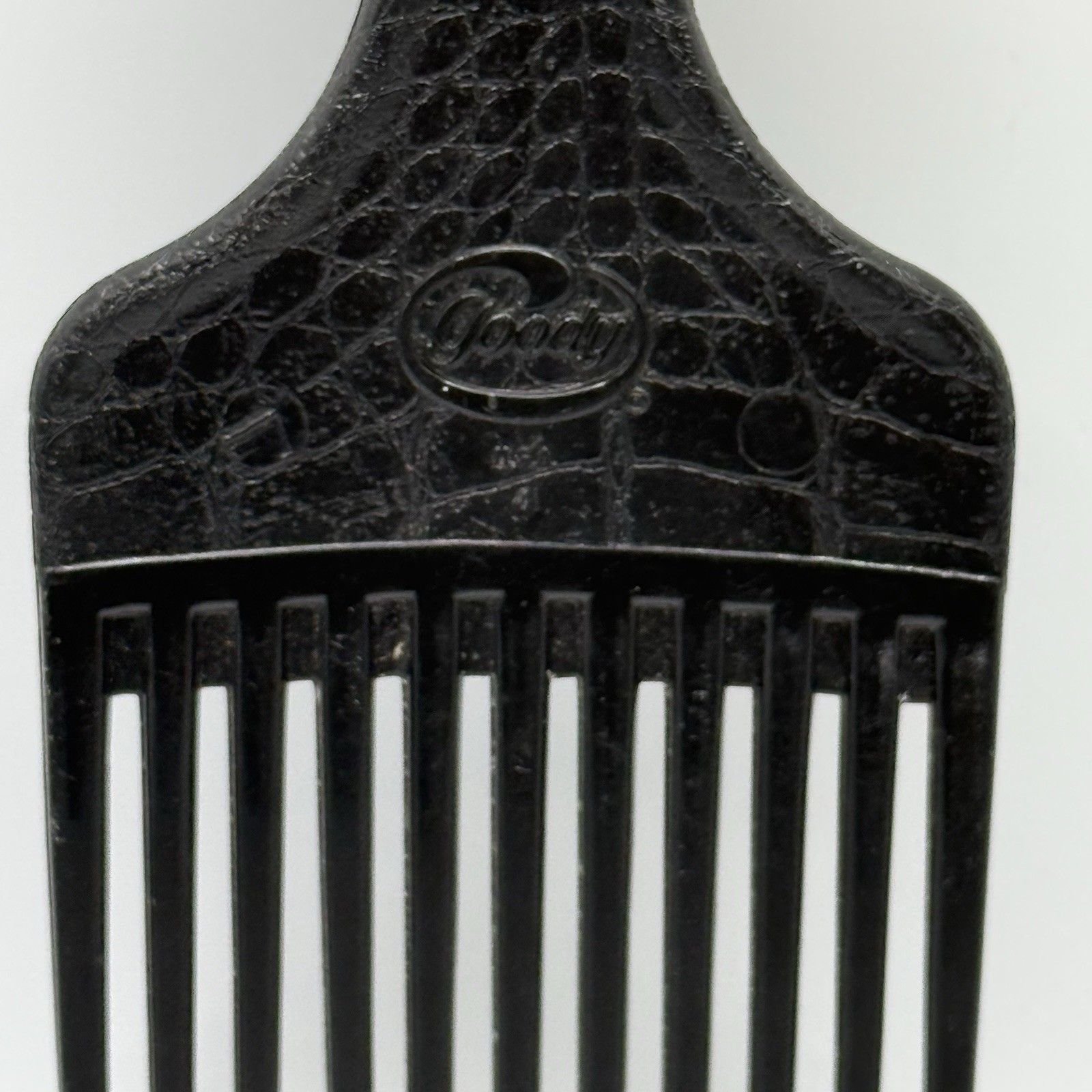 Vintage Goody Hair Pick Black Plastic Textured Comb Made In USA 6.5"
