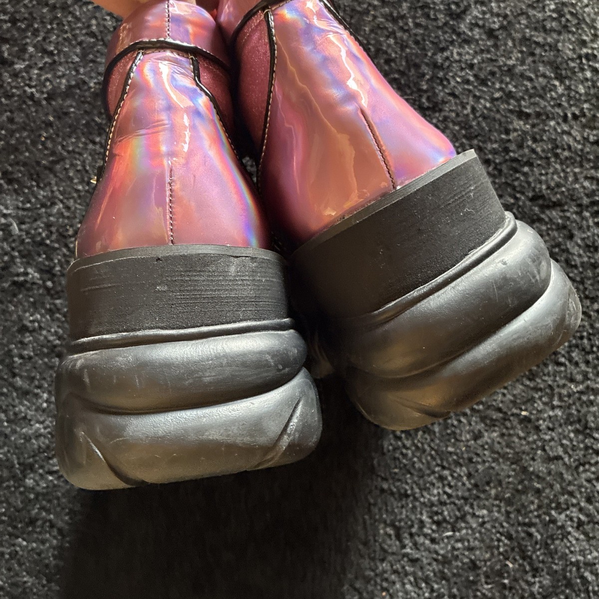 Demonia Neptune 100 Platform Club Boot Women US 8 Cyber Metallic