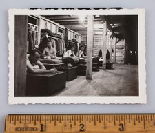 Vintage Photo WWII Era Soldiers in Their Barracks 1940s