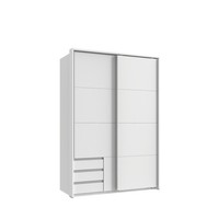 SchwebetüRenschrank 2Trg Kleiderschrank 138Cm Weiß AußEnschubladen Passepartout