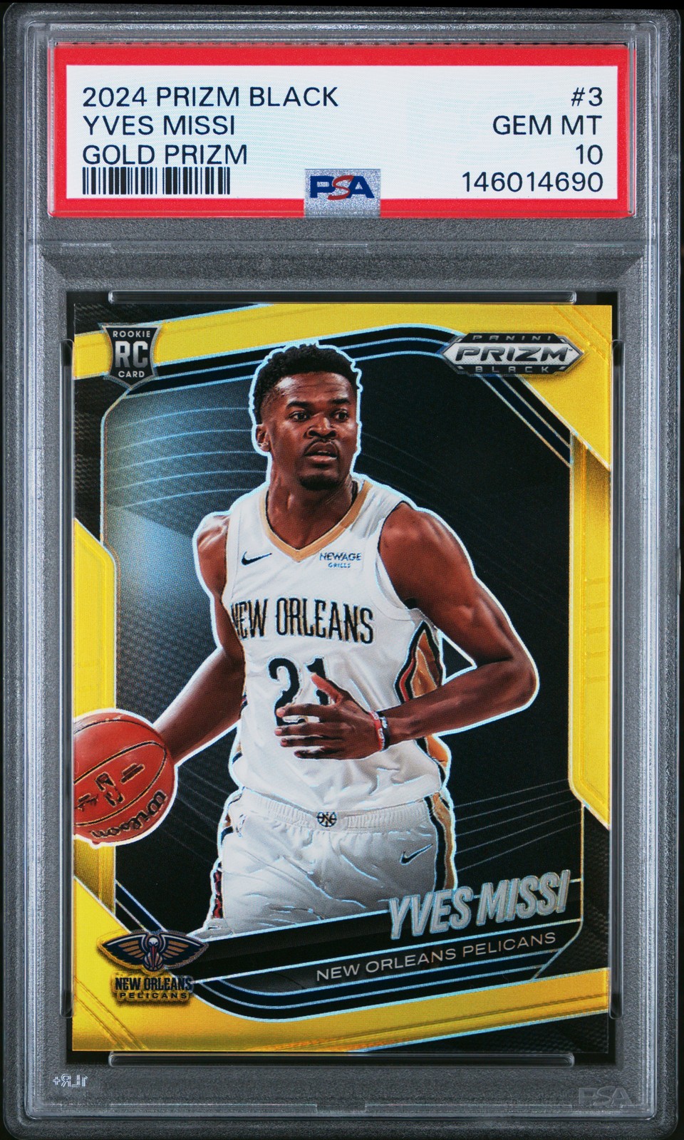 2024 Panini Prizm Black #3 Yves Missi Gold Prizm #07/10 PSA 10