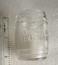 Vintage Crosse & Blackwell Figural Barrel Shaped Minature Glass Jar Bottle