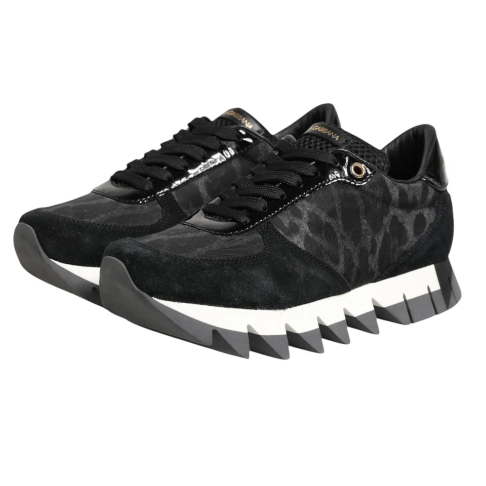 DOLCE & GABBANA Shoes Black Gray Leopard Low Top Sneakers EU36.5 / US6 560usd - Image 4 of 4