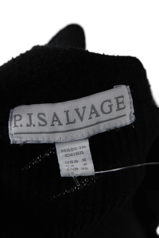 P.J. Salvage Womens Ribbed Belted Longline Robe Black Size S - Image 4 of 4