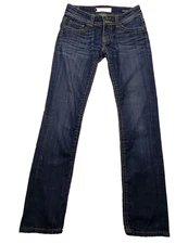 VIGOSS collection Women's 3/4 27 Dark Wash whiskered blue denim Jeans 27x31