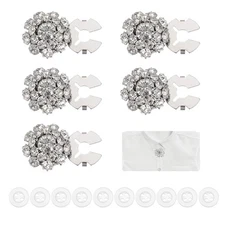 1 Set Rhinestone Button Covers, Detachable Shirt Buttons, Silver