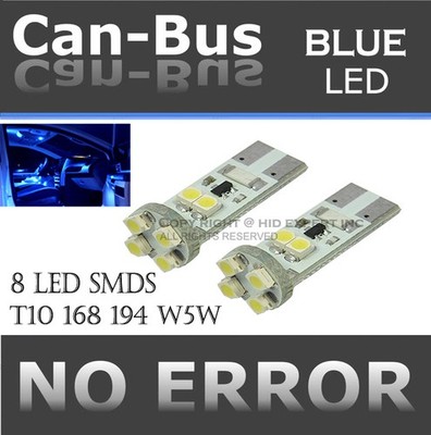 4 piece T10 No Error 8 LED Chip Canbus Blue No Error Plugin Map Light Bulb V318