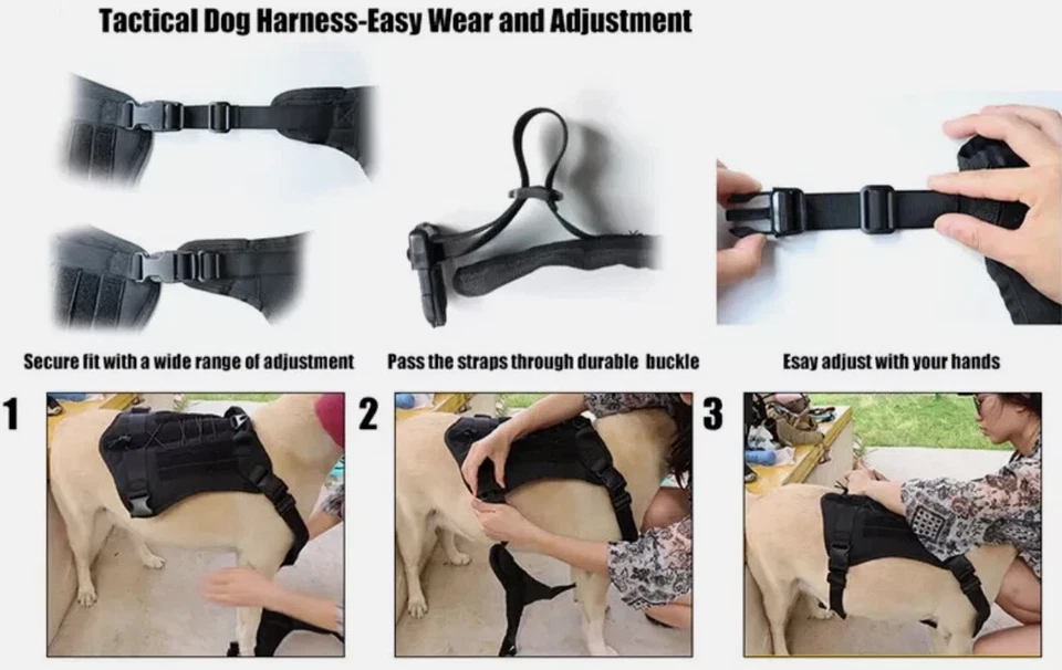 Военный тактический жгут для собак сверхпрочный жилет для дрессировки служебных собак MOLLE - Изображение 3 из 4