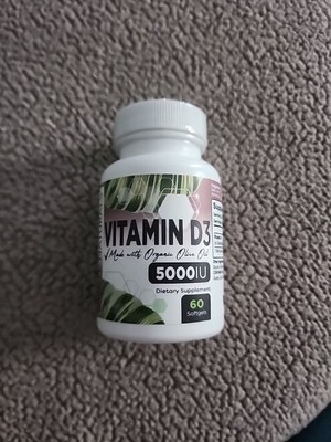 Forte Naturals Vitamin D3 5000 IU Supplement 125 mcg 60 Soft Gels Organic Olive