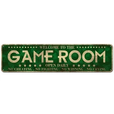 Game Room Décor 4" x 16", Metal Aluminum Novelty Tin Sign Décor Man Cave Signs