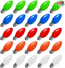 Joiedomi 25 Pack C9 Light Bulb, Replacement Multicolor Light Bulbs for Christmas