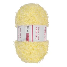 Fur Yarn Soft Fluffy Chunky Yarn Fuzzy Yarn Yellow for Crocheting, 50m