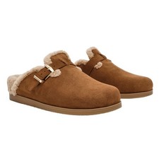 DV by Dolce Vita Women's Size 10 Sherpa Slides Slip On Buckle Mules Cognac Brown