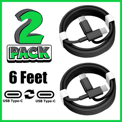 Paquete de 2 cables de carga rápida para el hogar 6 pies PARA Samsung Galaxy