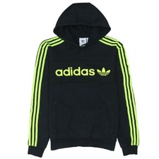 Felpa Adidas uomo nera pullover con cappuccio logo S sportiva in pile