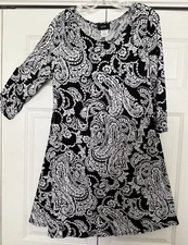 Black/white Paisley Dress By MSK Size L  EUC