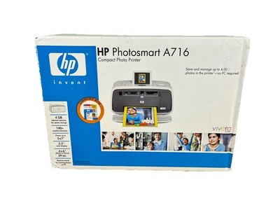 New HP Invent Photosmart A716 Compact Photo Printer Vivera Inkjet 4GB Memory