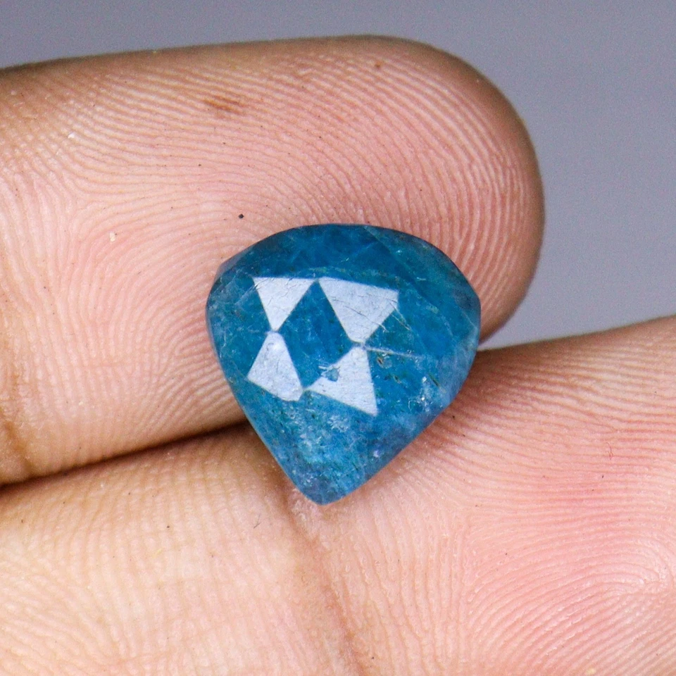 Corazón de apatita corte rosa 4,25 quilates / 11X11X4 mm - piedra preciosa suelta de apatita azul natural Foto 4 de 4