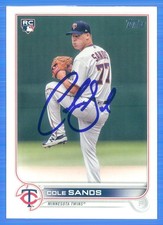COLE SANDS Signed/Autographed 2022 Topps Update RC Rookie Card #US208 w/COA b