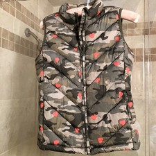 GAP Kids Camouflage Heart Girls Puffer Vest - Size Xl