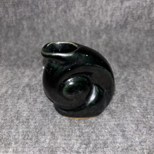 Vintage Frankoma Pottery 558 Miniature Mini Snail Vase Black 2”