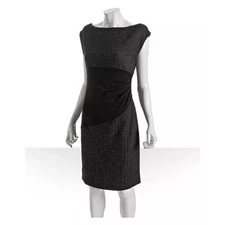Diane Von Furstenberg Jori Stretch Knit Wool Sleveless Dress Black Grey Sz 6