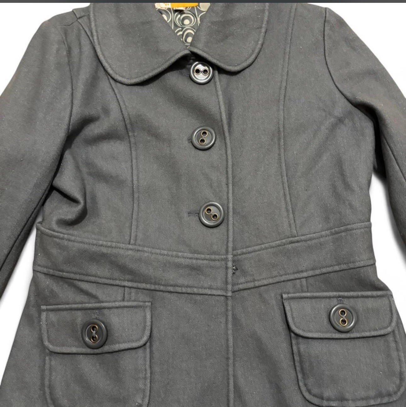 Gray Button Front Collared Lined Jacket with Pock… - image 2