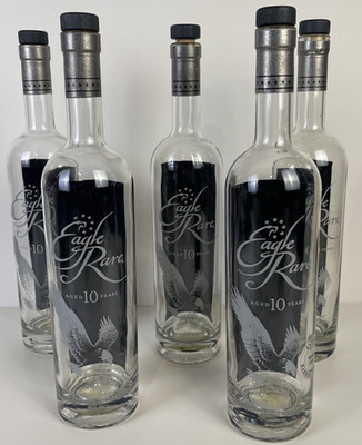 Eagle Rare 10 Year Empty Bourbon Bottles Lot Of 5 Unrinsed For Crafts Display