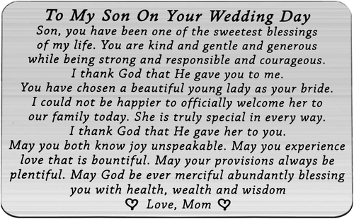 Groom Wallet Cards to My Son on Your Wedding Day Wallet Card Wedding Gift Groom