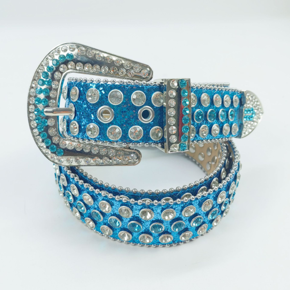 1x Unisex Rhinestone Crystal Belt Shiny Waistband Glitter