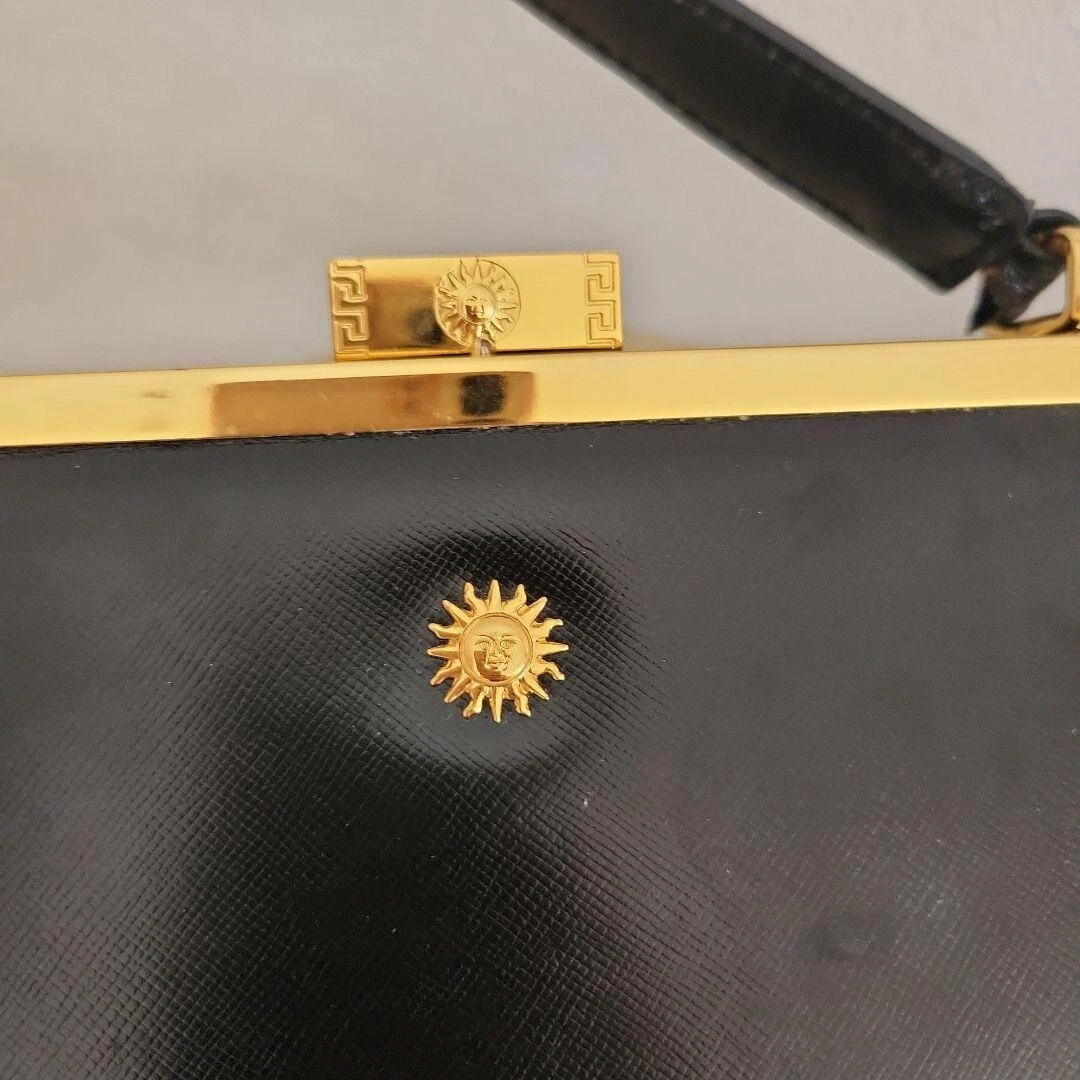 Borsa a mano Gianni Versace in pelle nera oro dal GIAPPONE USATA originale