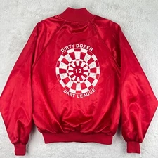 Vintage Auburn Bomber Jacket Men’s LARGE Satin Snap - Dirty Dozen Dart League
