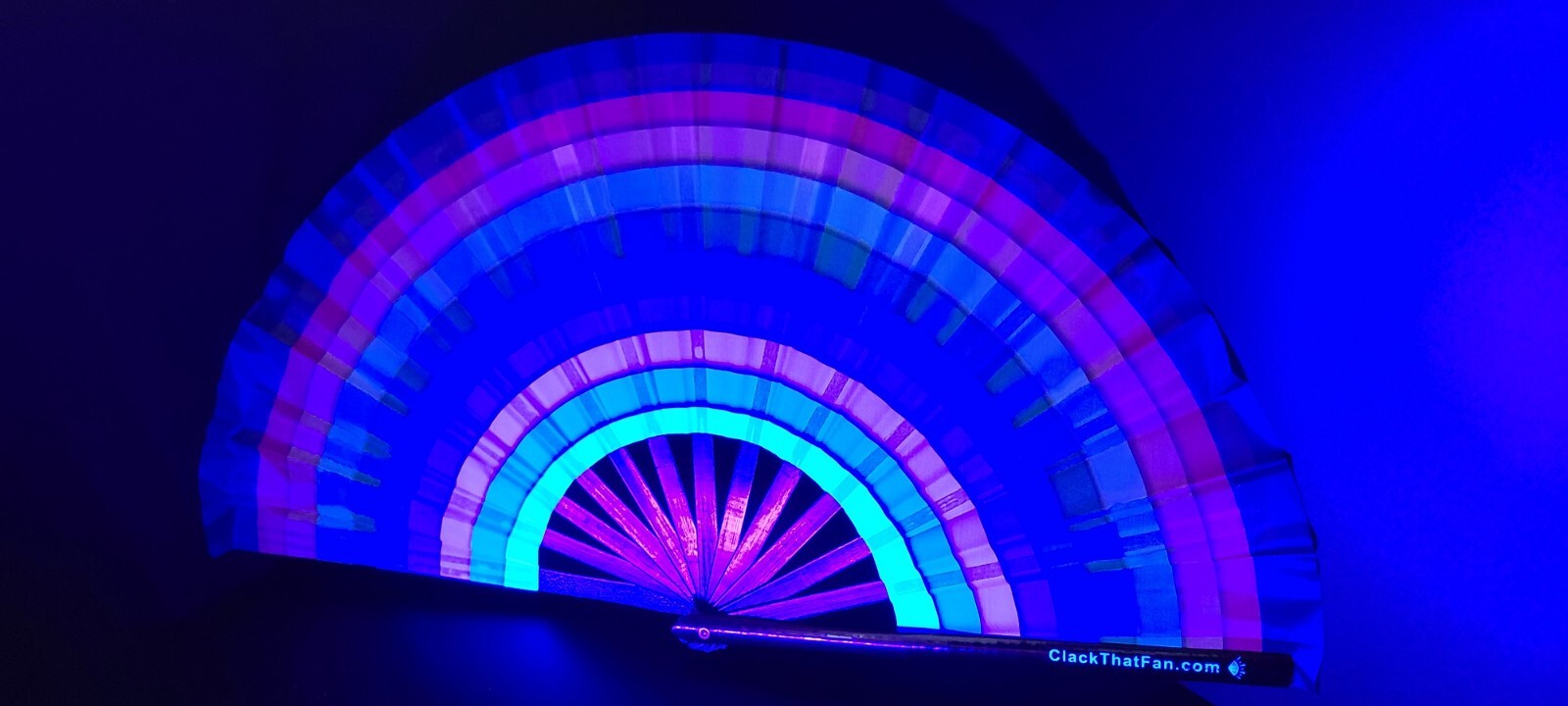 Rainbow 14" UV Brillo Bambú Clack Ventilador para Fiestas Circuito