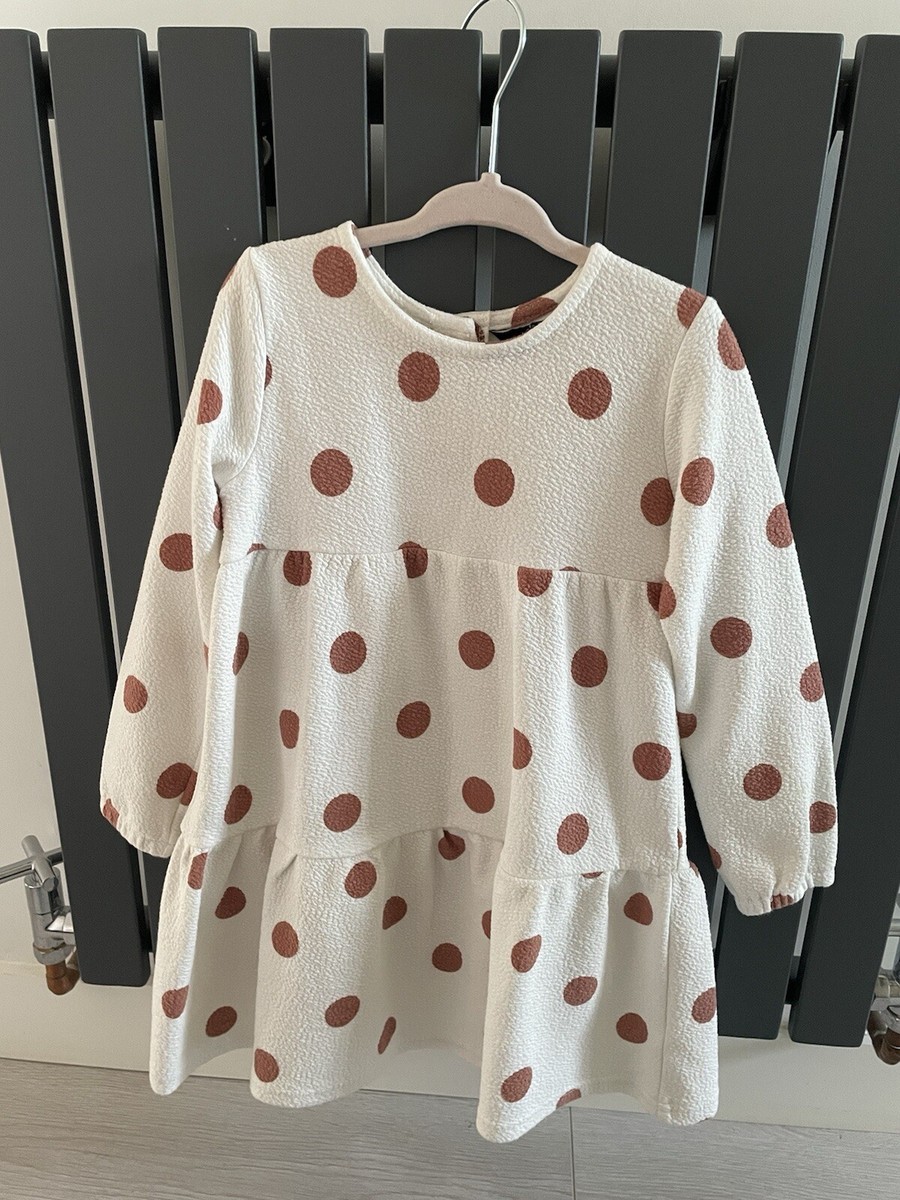 Asda George Girls Summer Dress Polka Dot Neutral White Beige Age