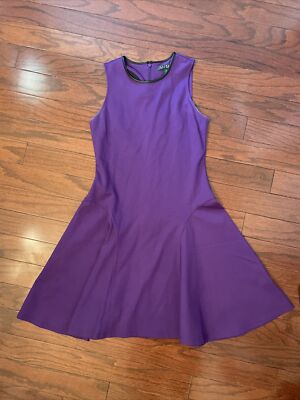 Lauren By Ralph Lauren Women Ponte Fit and Flare Purple Sleeveless Dress  Size S | eBay