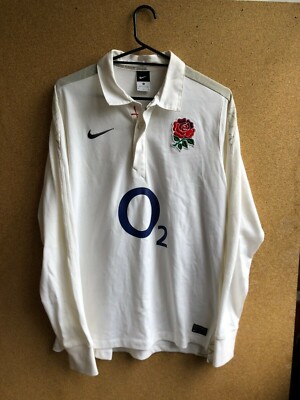 Vintage Nike O2 Long Sleeve Shirt England Rugby Jersey Mens White