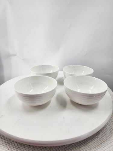 Mikasa SWIRL White Bone China SET OF 4 Fruit, Berry, Dessert Bowls, 4 3/8" - Picture 7 of 9