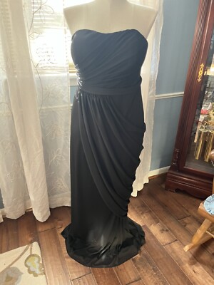 DAVID'S BRIDAL Long Strapless Mesh Dress with Side Draping Size 20 | eBay