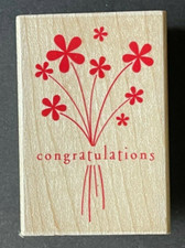 Congratulations Greeting Special Occasion Word Phrase Flowers Wood Rubber Stamp