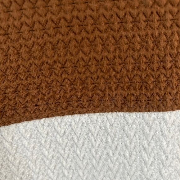 Zara Quilted Color Block Sweater Rust Tan Cream Sz XL Fall Winter image 5