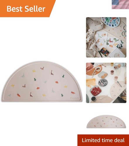 BPA-Free Kids Silicone Placemat with Non-Slip Dinosaur Design - Easy Clean
