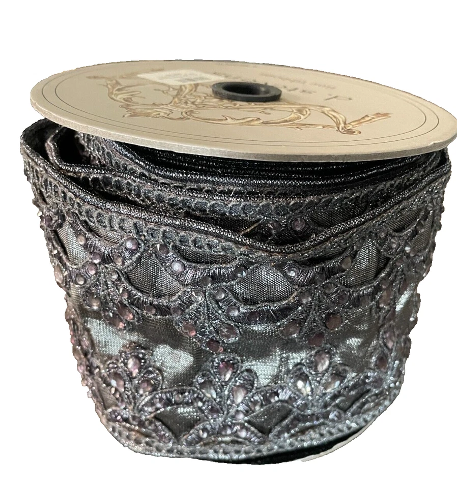 Raro Lujo D Stevens 4" Navidad Real Gris Plata Joya Perla Cinta Alambre Foto 3 de 4