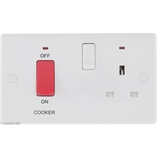 Bg 870 White Round Edge 45a Double Pole Cooker Control Unit With 13a Socket For Sale Online Ebay
