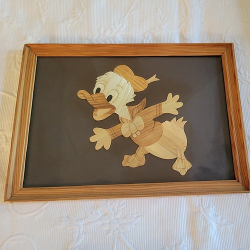Vintage 1983 Donald Duck Polish Straw Folk Art Framed Rare Made in Poland 13"x9" - Picture 7 of 7