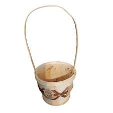 Vintage Woven Wooden Slats Basket Storage Easter Farmhouse Decor