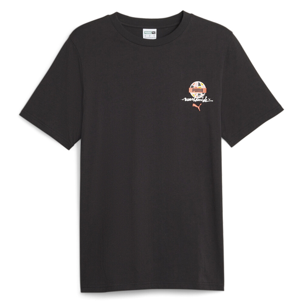Puma Swxp Worldwide Graphic Crew Neck Short Sleeve T-Shirt Mens Black Casual Top