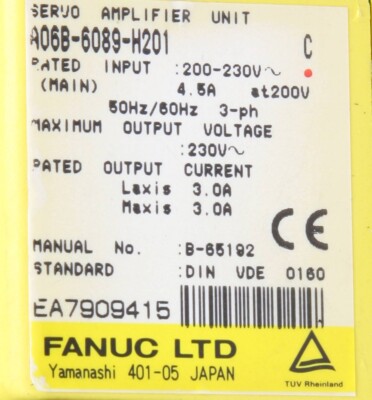 Fanuc Servo Amplifier Unit A06B-6089-H201 | eBay Fanuc Servo Amplifier Unit A06B-6089-H201 | eBay