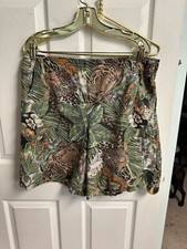 VNT 90s Laura Mae Shorts Jungle Africa High Wasted Green Goddess Tiger 36x38 Med